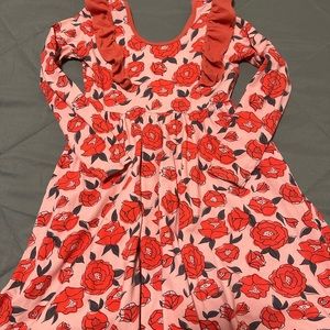 Rags to Raches orange floral dress long sleeve
